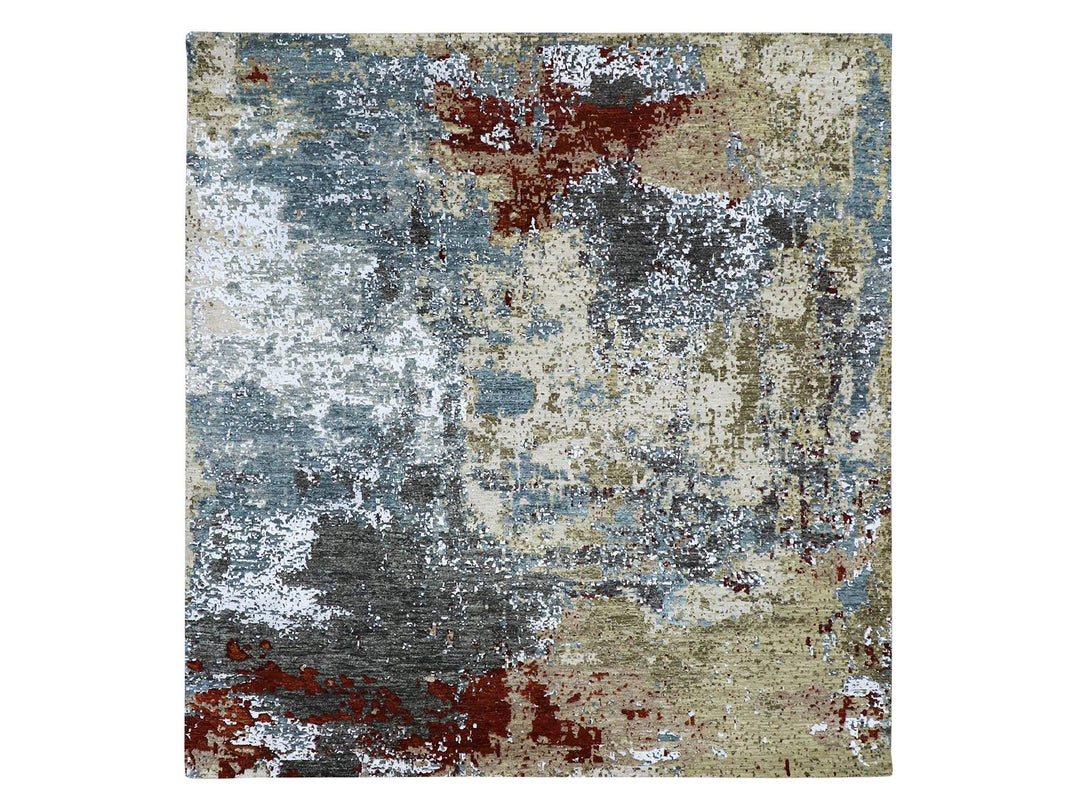 8'0" x 8'5" New Hand Knotted Beige Wool Square Oriental Rug - MOA10283075