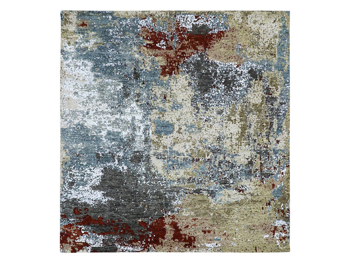 8'0" x 8'5" New Hand Knotted Beige Wool Square Oriental Rug - MOA10283075