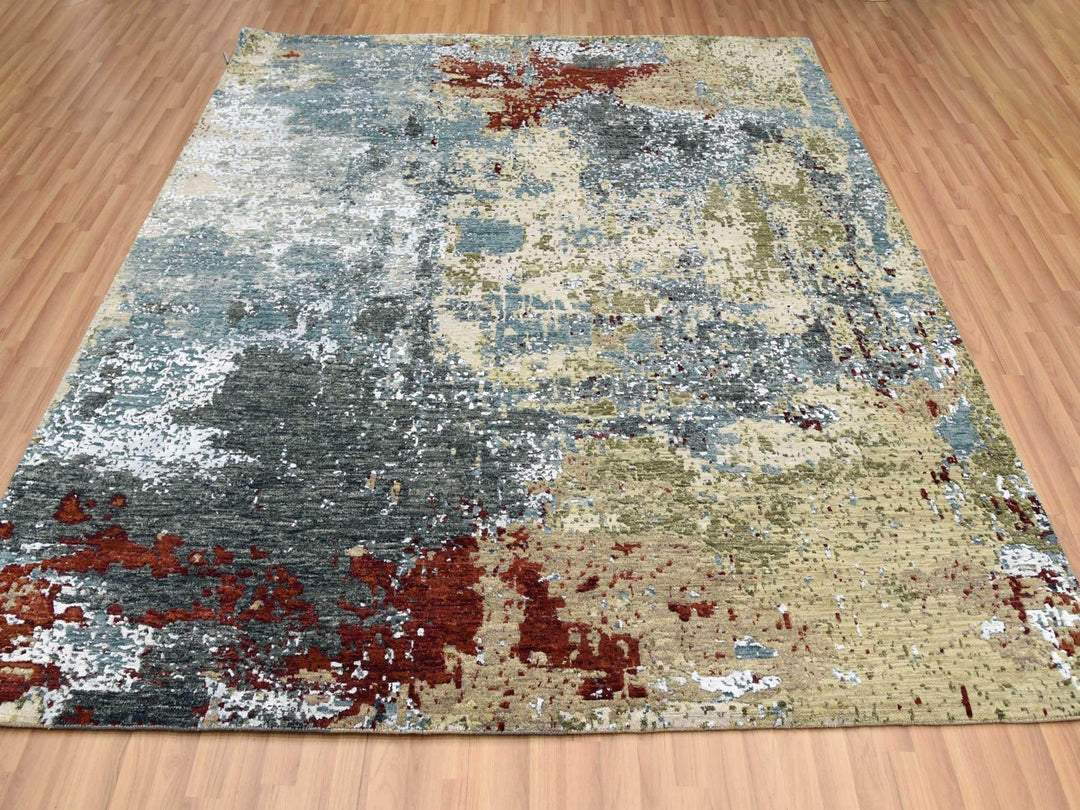 8'0" x 8'5" New Hand Knotted Beige Wool Square Oriental Rug - MOA10283075