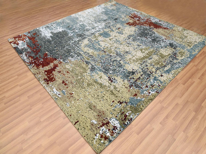 8'0" x 8'5" New Hand Knotted Beige Wool Square Oriental Rug - MOA10283075