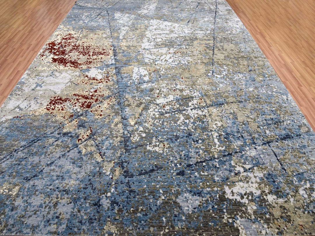 10'0" x 14'2" New Hand Knotted Grey Wool Rectangle Oriental Rug - MOA10283081