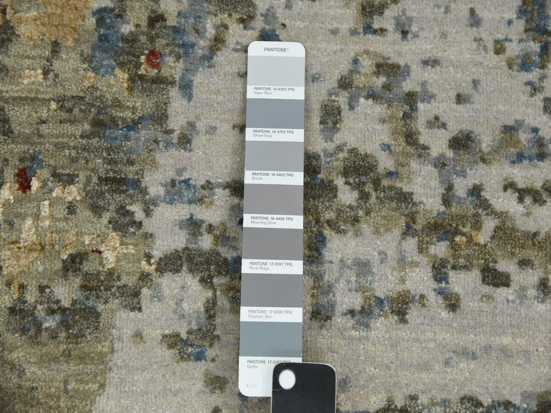 10'0" x 14'2" New Hand Knotted Grey Wool Rectangle Oriental Rug - MOA10283081