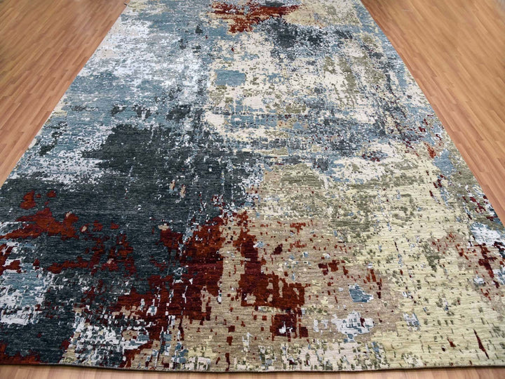 10'0" x 14'2" New Hand Knotted Grey Wool Rectangle Oriental Rug - MOA10283085