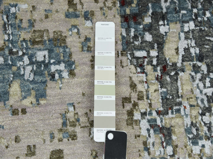 10'0" x 14'2" New Hand Knotted Grey Wool Rectangle Oriental Rug - MOA10283085