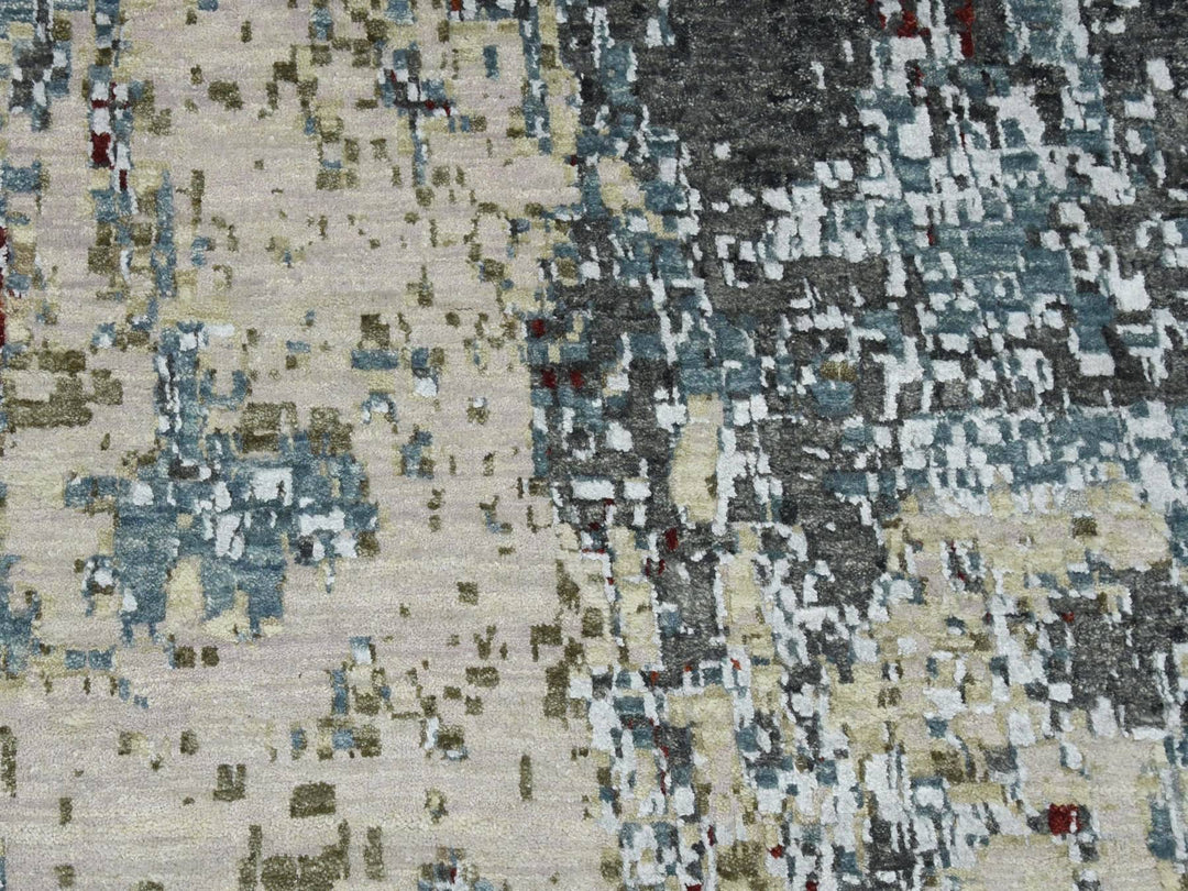 10'0" x 14'2" New Hand Knotted Grey Wool Rectangle Oriental Rug - MOA10283085