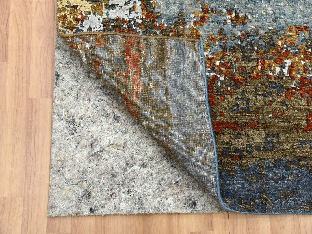 4'0" x 10'0" New Hand Knotted Grey Wool Runner Oriental Rug - MOA10283093