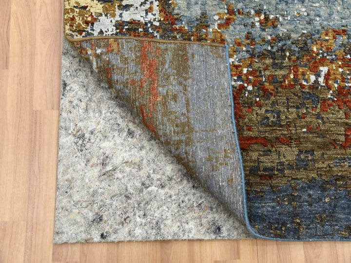 4'0" x 10'0" New Hand Knotted Grey Wool Runner Oriental Rug - MOA10283093