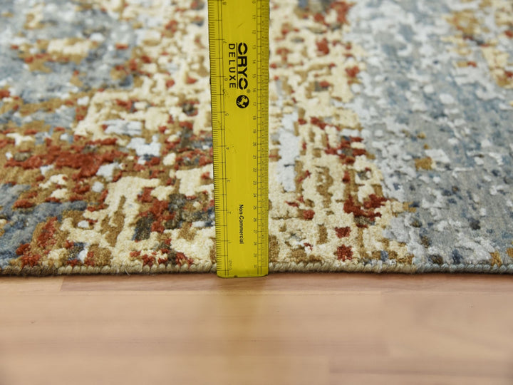 4'0" x 10'0" New Hand Knotted Grey Wool Runner Oriental Rug - MOA10283093