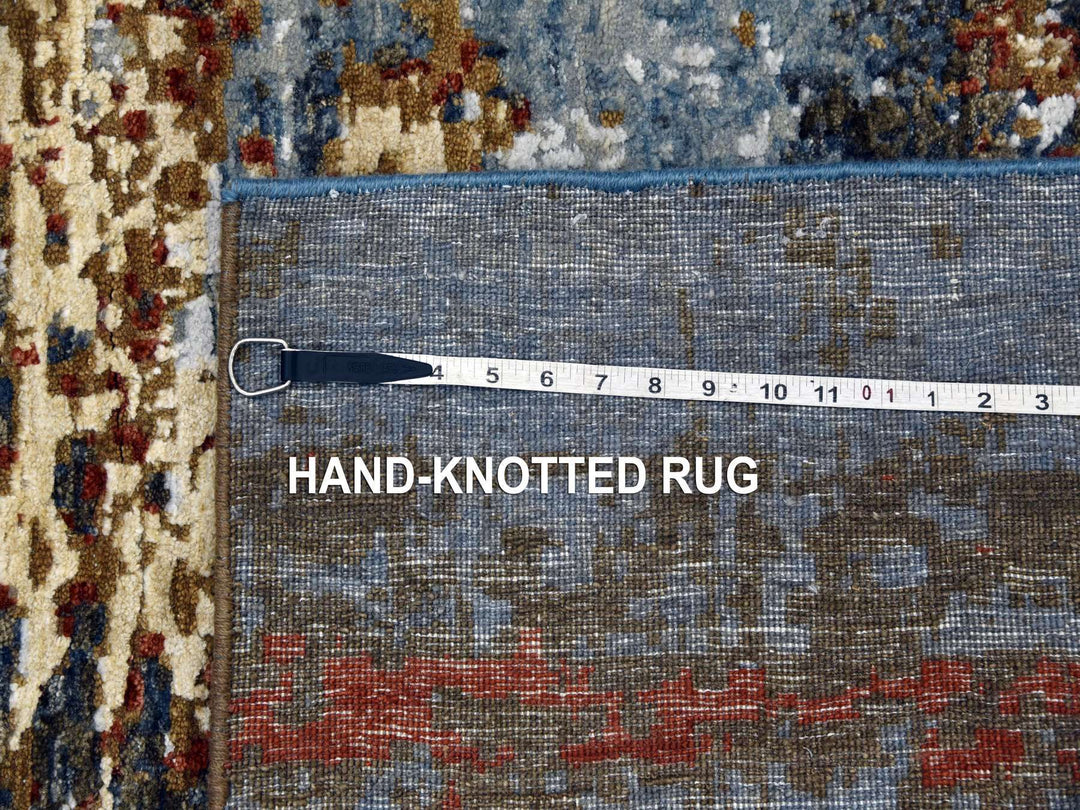 4'0" x 10'0" New Hand Knotted Grey Wool Runner Oriental Rug - MOA10283093