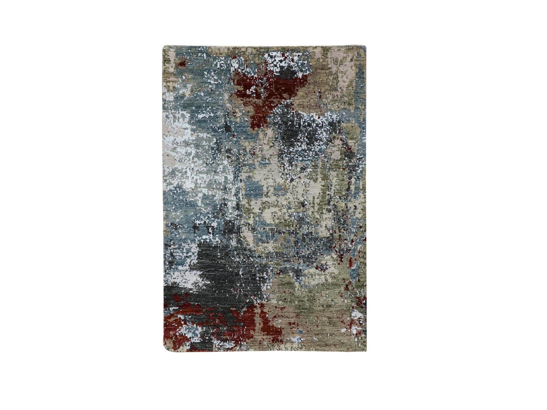 3'0" x 5'2" New Hand Knotted Grey Wool Rectangle Oriental Rug - MOA10283094