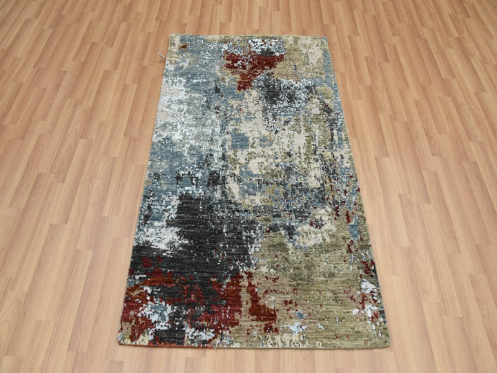 3'0" x 5'2" New Hand Knotted Grey Wool Rectangle Oriental Rug - MOA10283094