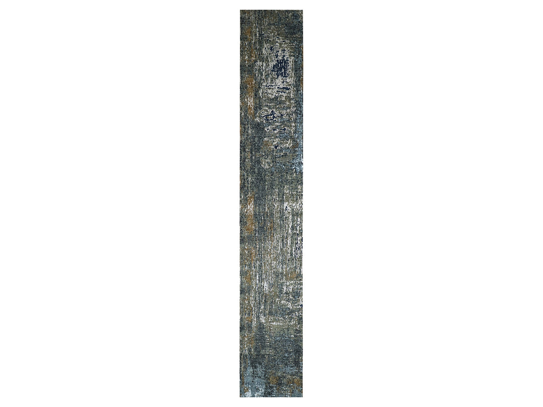 2'6" x 20'0" New Hand Knotted Grey Wool Runner Oriental Rug - MOA10283096