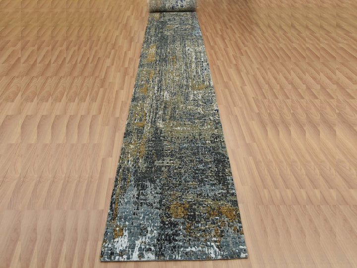 2'6" x 20'0" New Hand Knotted Grey Wool Runner Oriental Rug - MOA10283096