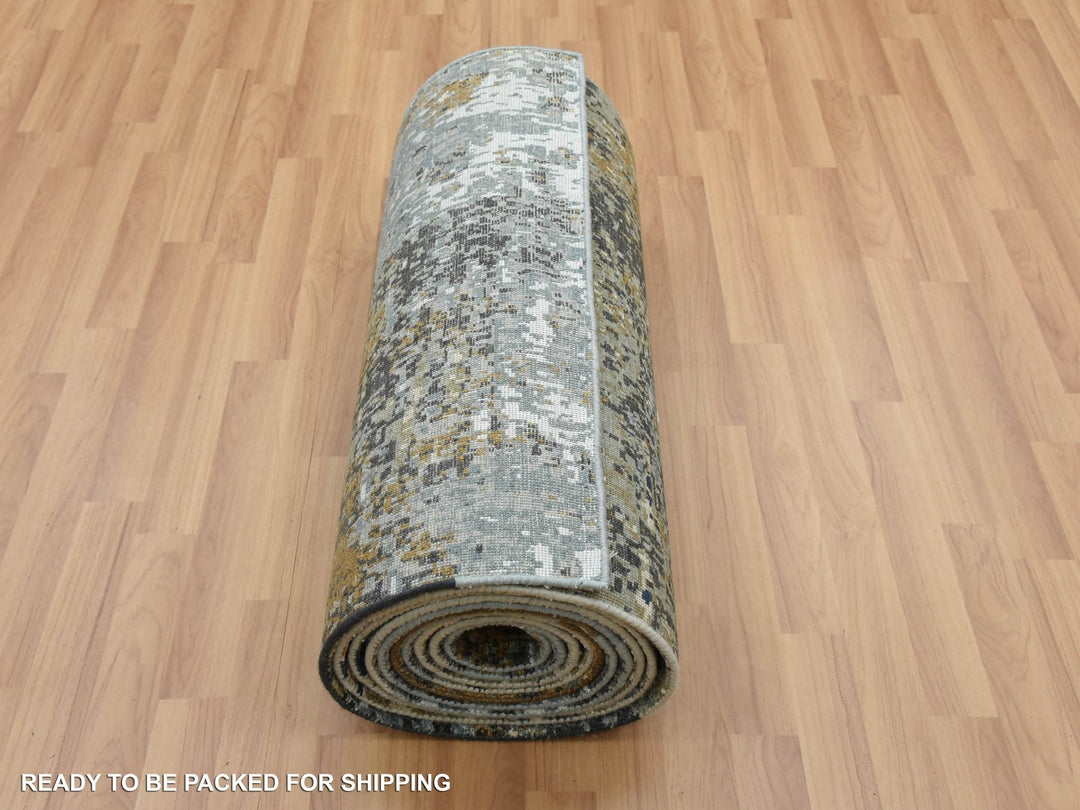 2'6" x 20'0" New Hand Knotted Grey Wool Runner Oriental Rug - MOA10283096