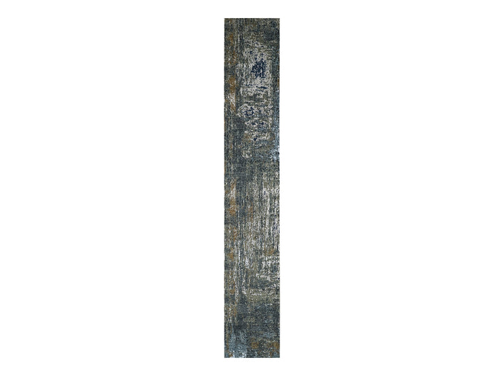 2'5" x 19'10" New Hand Knotted Grey Wool Runner Oriental Rug - MOA10283097