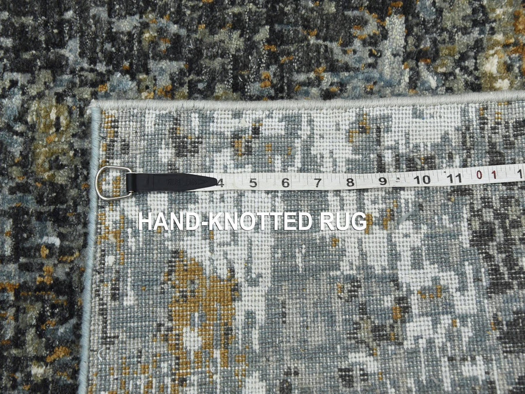 2'5" x 19'10" New Hand Knotted Grey Wool Runner Oriental Rug - MOA10283097