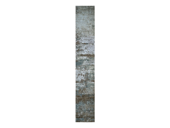 2'6" x 20'3" New Hand Knotted Grey Wool Runner Oriental Rug - MOA10283099