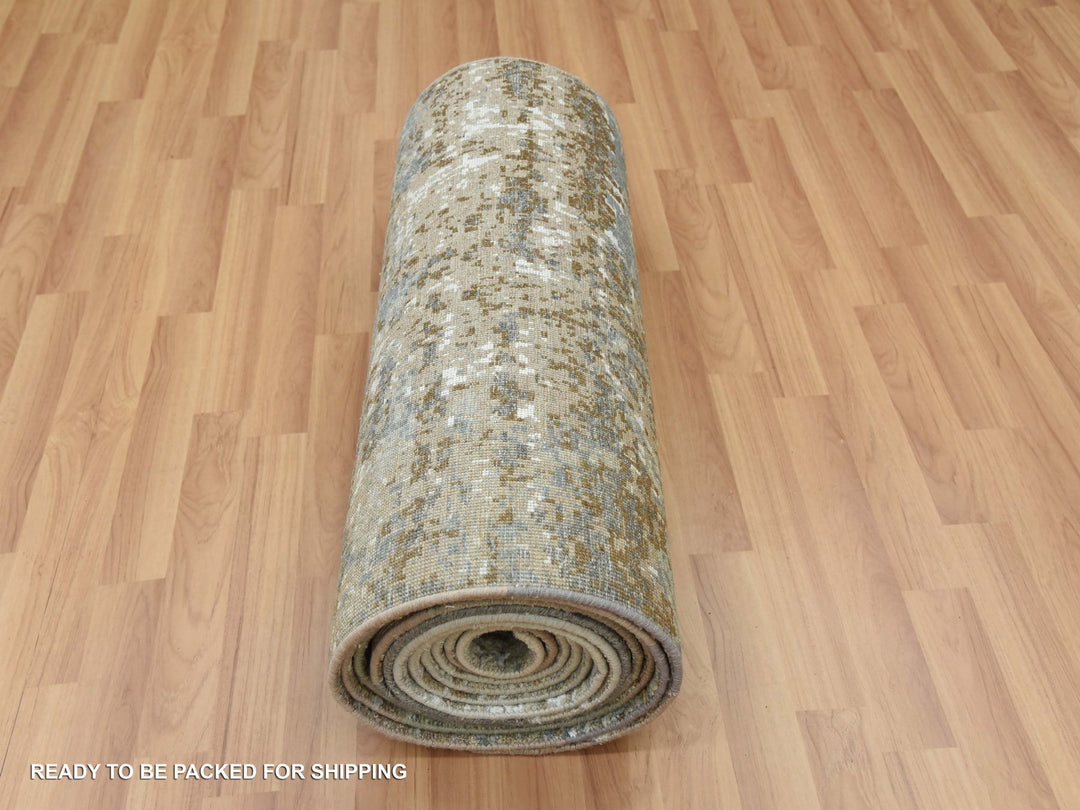 2'6" x 20'3" New Hand Knotted Grey Wool Runner Oriental Rug - MOA10283099