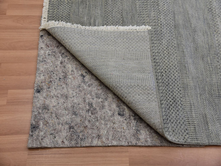 9'0" x 12'2" New Hand Knotted Grey Wool Rectangle Oriental Rug - MOA10283102