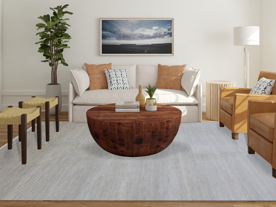 9'0" x 12'3" New Hand Knotted Grey Wool Rectangle Oriental Rug - MOA10283103