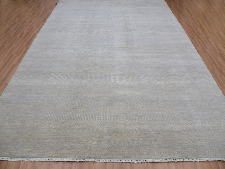 9'0" x 12'3" New Hand Knotted Grey Wool Rectangle Oriental Rug - MOA10283103