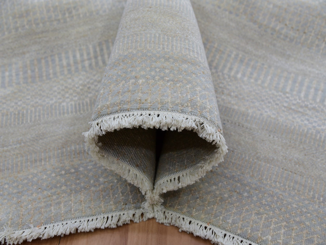 9'0" x 12'3" New Hand Knotted Grey Wool Rectangle Oriental Rug - MOA10283103