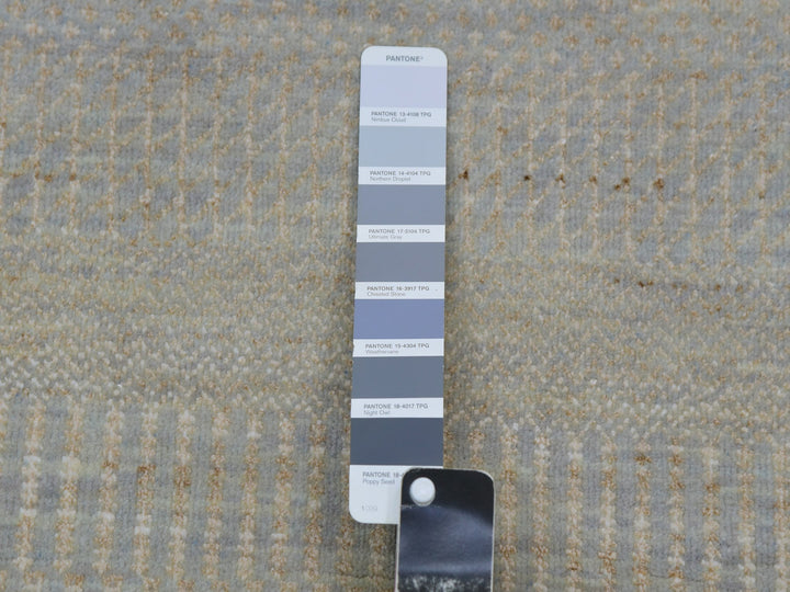 9'0" x 12'3" New Hand Knotted Grey Wool Rectangle Oriental Rug - MOA10283103