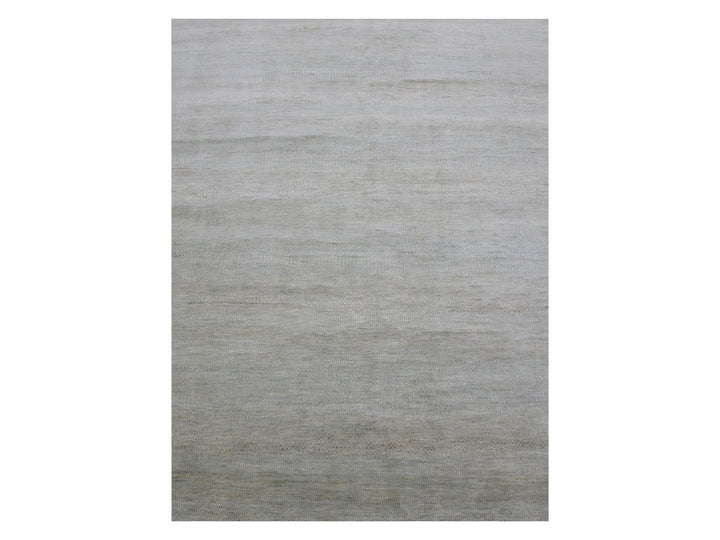 7'11" x 9'11" New Hand Knotted Grey Wool Rectangle Oriental Rug - MOA10283104