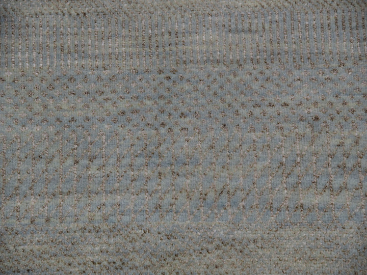 7'11" x 9'11" New Hand Knotted Grey Wool Rectangle Oriental Rug - MOA10283104