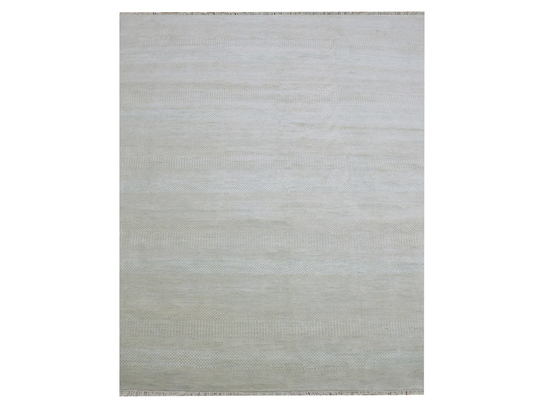 8'1" x 10'3" New Hand Knotted Beige Wool Rectangle Oriental Rug - MOA10283106