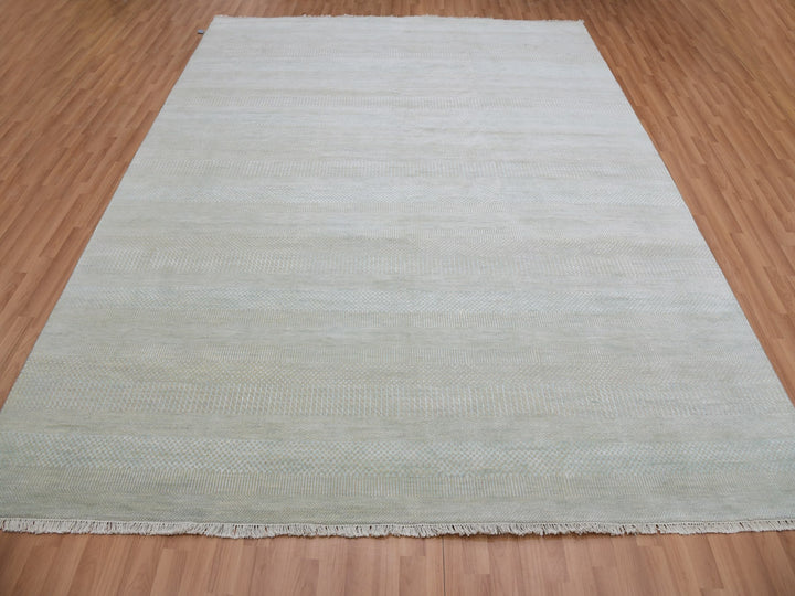 8'1" x 10'3" New Hand Knotted Beige Wool Rectangle Oriental Rug - MOA10283106