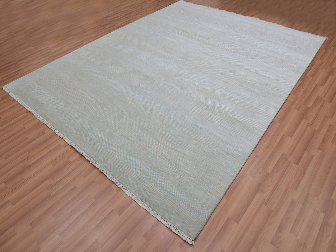 8'1" x 10'3" New Hand Knotted Beige Wool Rectangle Oriental Rug - MOA10283106