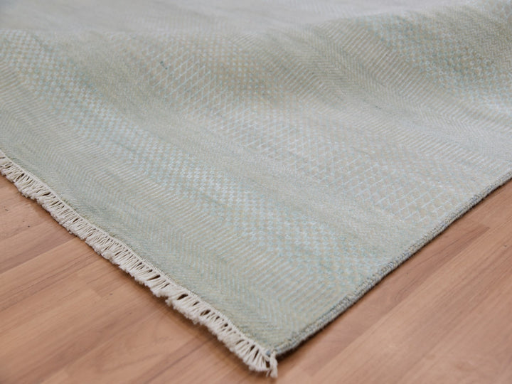 8'1" x 10'3" New Hand Knotted Beige Wool Rectangle Oriental Rug - MOA10283106