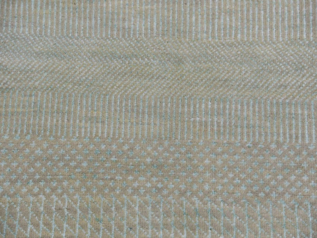 8'1" x 10'3" New Hand Knotted Beige Wool Rectangle Oriental Rug - MOA10283106
