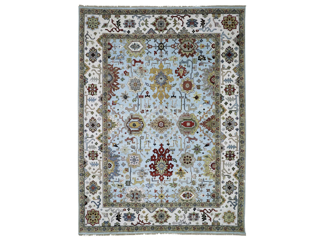 9'0" x 12'5" New Hand Knotted Blue Wool Rectangle Oriental Rug - MOA10283107
