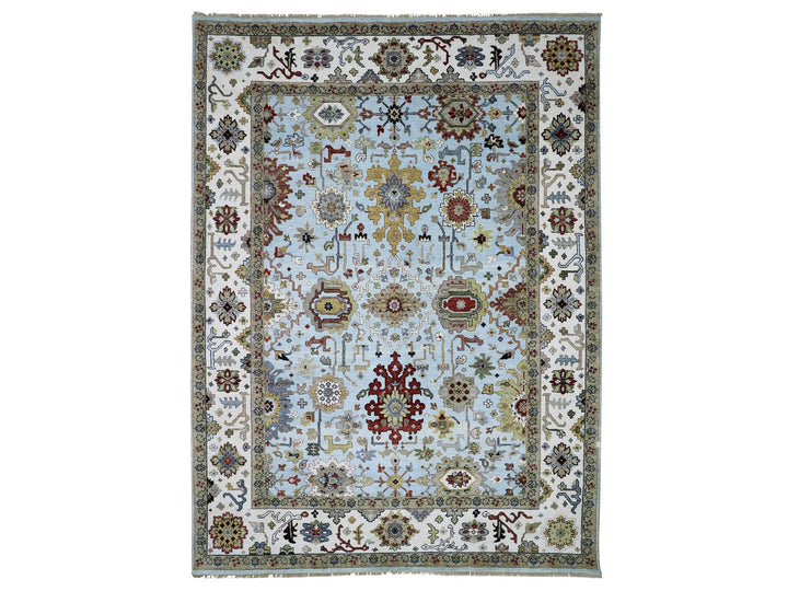 9'0" x 12'5" New Hand Knotted Blue Wool Rectangle Oriental Rug - MOA10283107