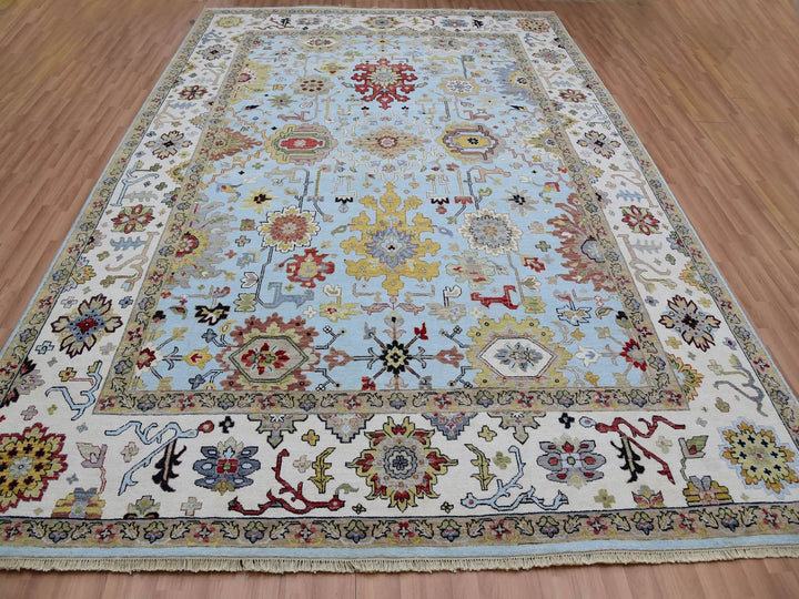9'0" x 12'5" New Hand Knotted Blue Wool Rectangle Oriental Rug - MOA10283107