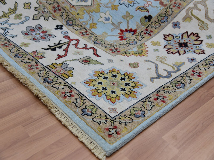9'0" x 12'5" New Hand Knotted Blue Wool Rectangle Oriental Rug - MOA10283107