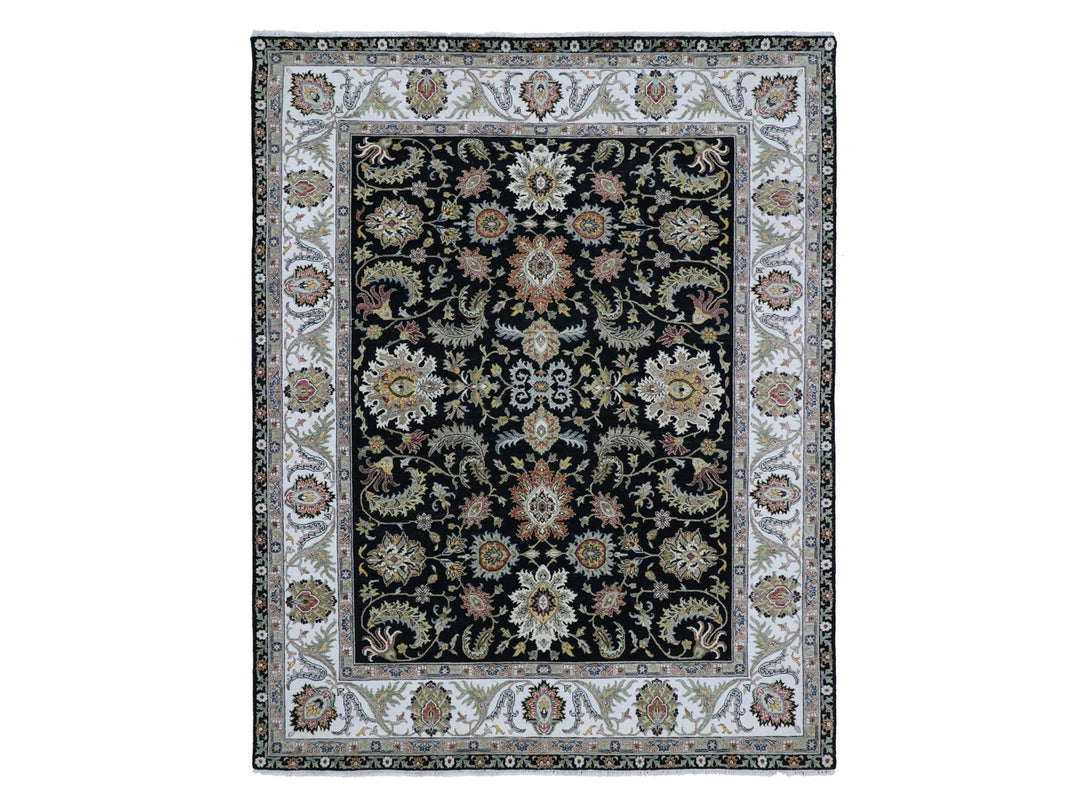 7'11" x 10'1" New Hand Knotted Black Wool Rectangle Oriental Rug - MOA10283112