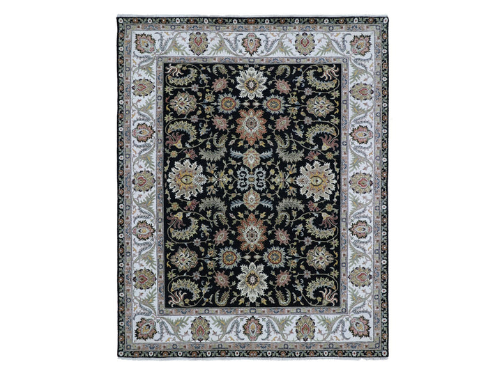 7'11" x 10'1" New Hand Knotted Black Wool Rectangle Oriental Rug - MOA10283112