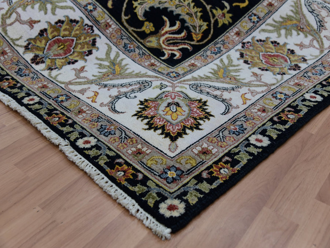 7'11" x 10'1" New Hand Knotted Black Wool Rectangle Oriental Rug - MOA10283112