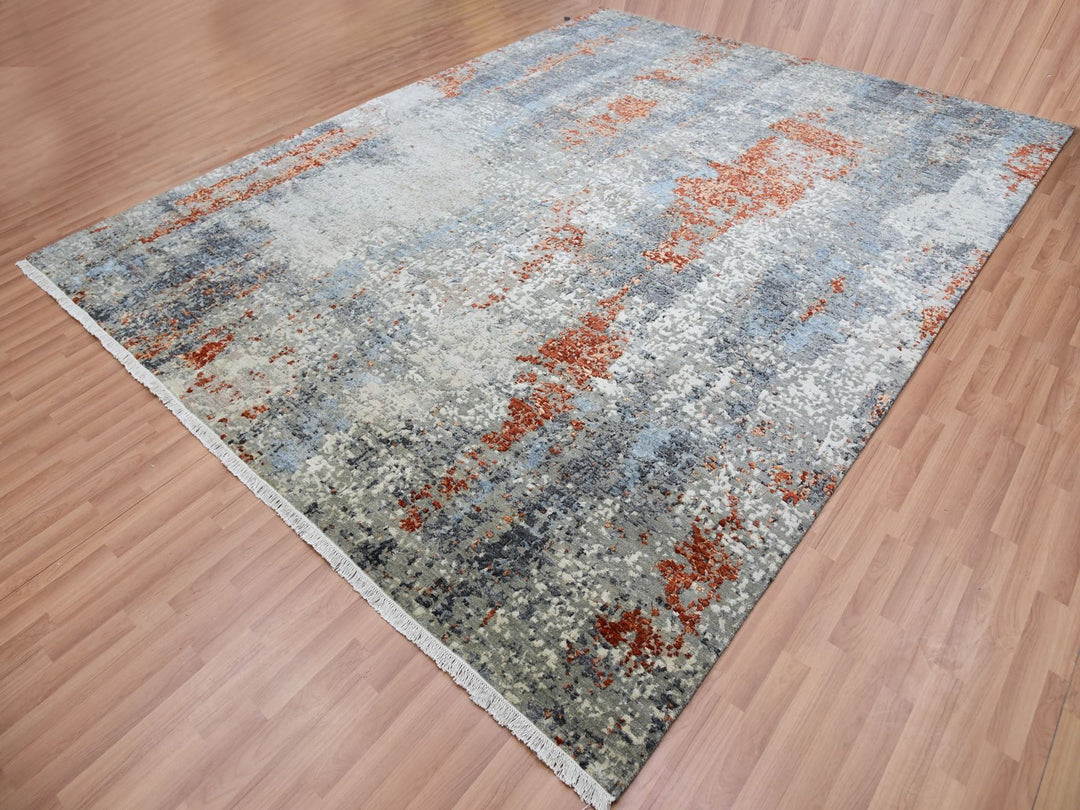 9'0" x 11'9" New Hand Knotted Beige Wool Rectangle Oriental Rug - MOA10283116