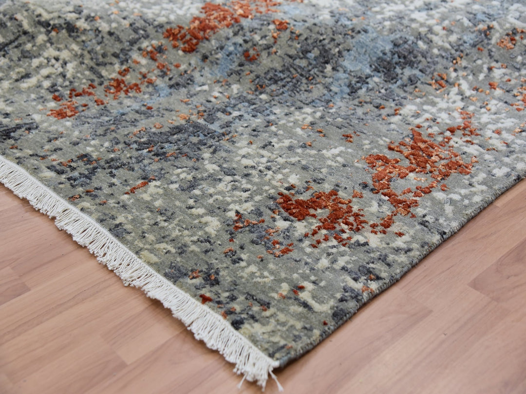 9'0" x 11'9" New Hand Knotted Beige Wool Rectangle Oriental Rug - MOA10283116