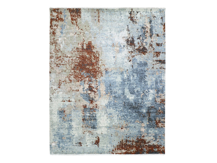 9'0" x 12'4" New Hand Knotted Grey Wool Rectangle Oriental Rug - MOA10283117