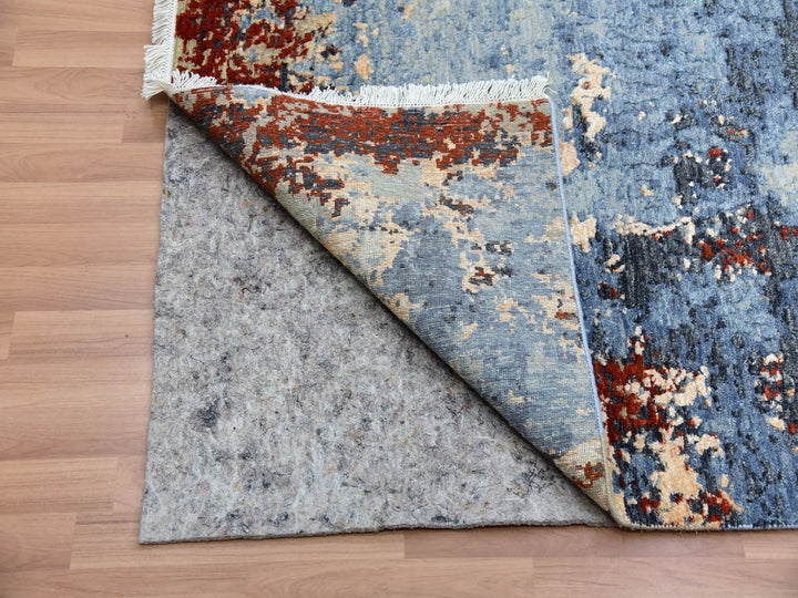 9'0" x 12'4" New Hand Knotted Grey Wool Rectangle Oriental Rug - MOA10283117