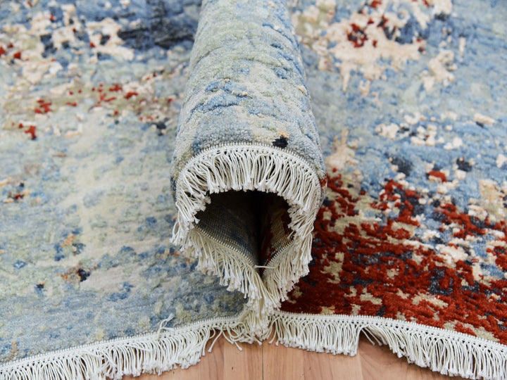9'0" x 12'4" New Hand Knotted Grey Wool Rectangle Oriental Rug - MOA10283117