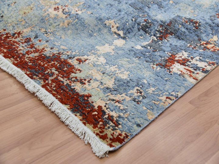 9'0" x 12'4" New Hand Knotted Grey Wool Rectangle Oriental Rug - MOA10283117