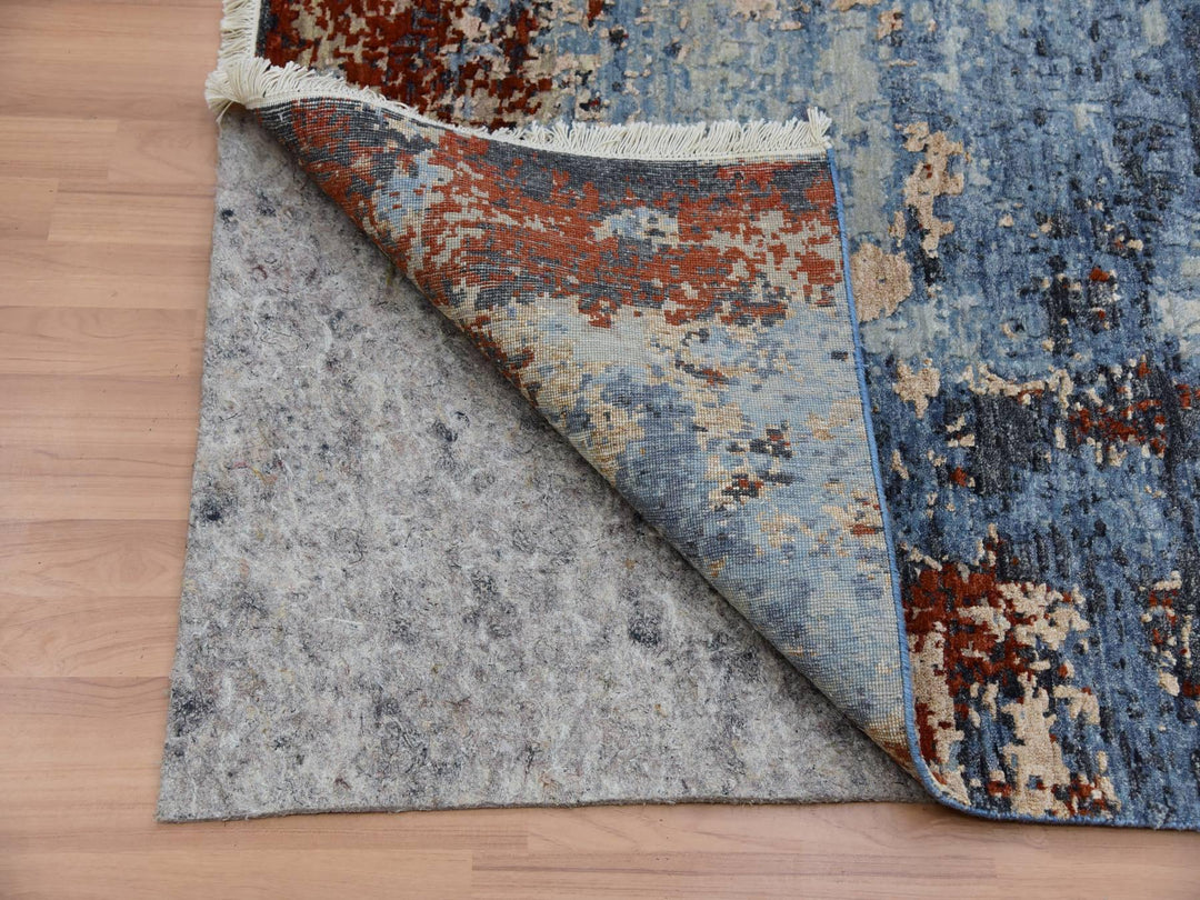 8'1" x 10'6" New Hand Knotted Grey Wool Rectangle Oriental Rug - MOA10283123