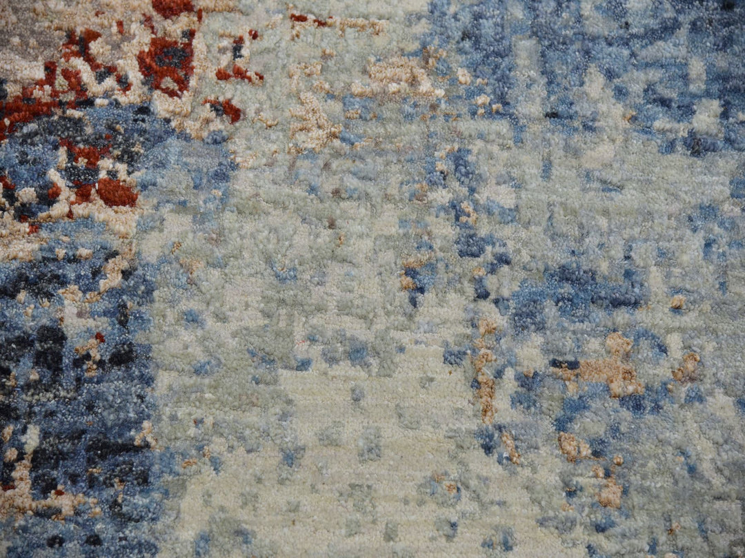 8'1" x 10'6" New Hand Knotted Grey Wool Rectangle Oriental Rug - MOA10283123