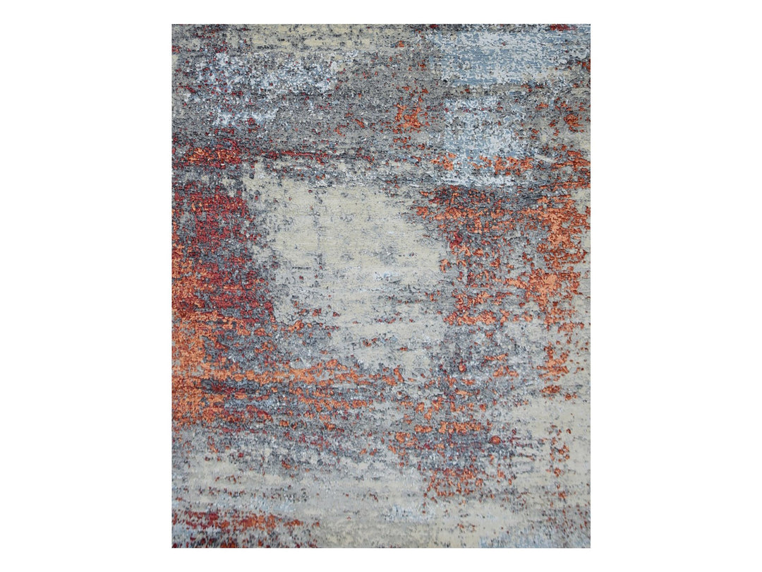 8'0" x 10'1" New Hand Knotted Beige Wool Rectangle Oriental Rug - MOA10283125